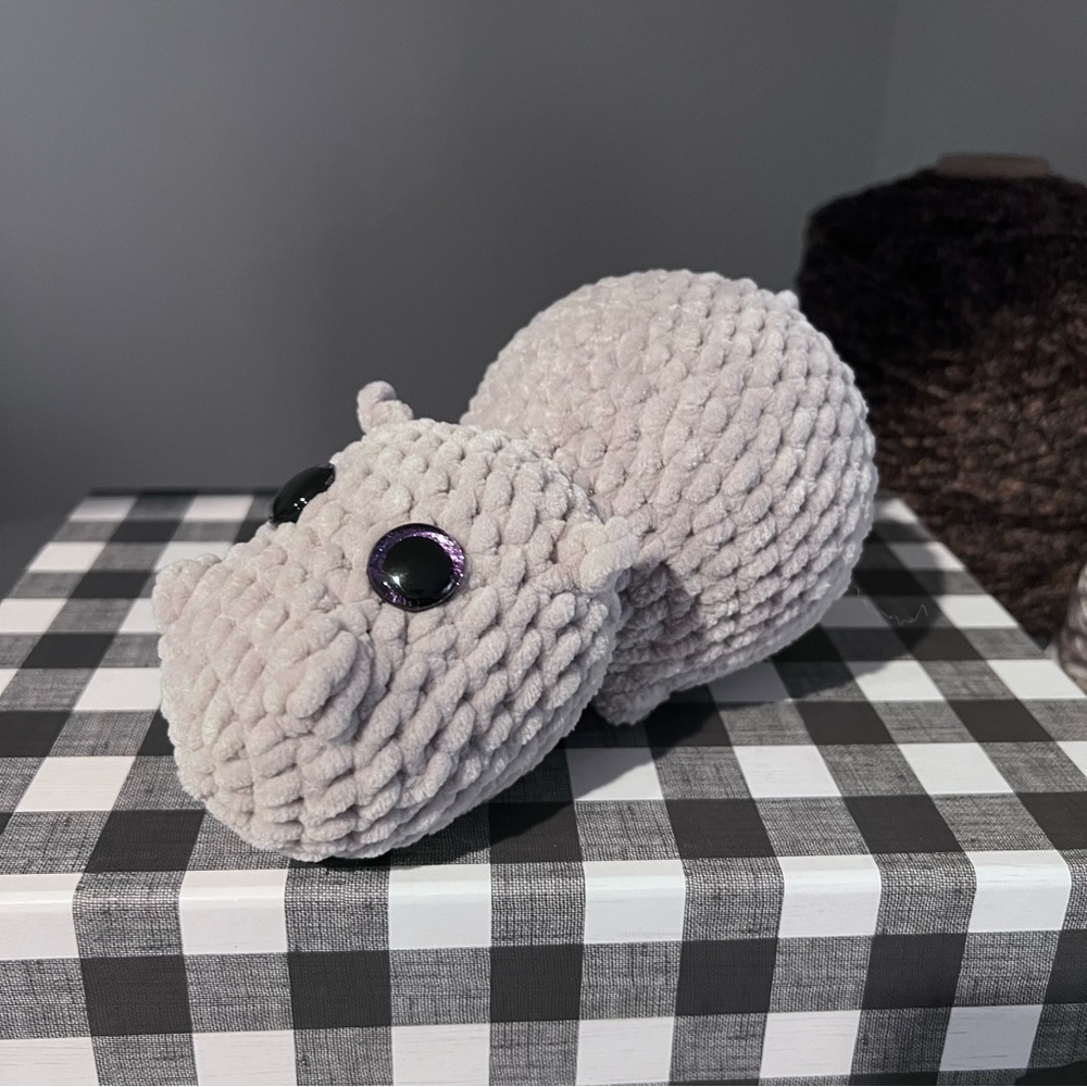 Crochet Amigurumi Hippo handmade by Petunias Plushie Patch, New